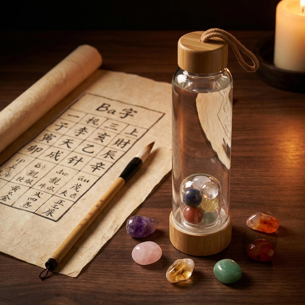 Stone Whisper — Intention Focus · BaZi Crystal Water Bottle
