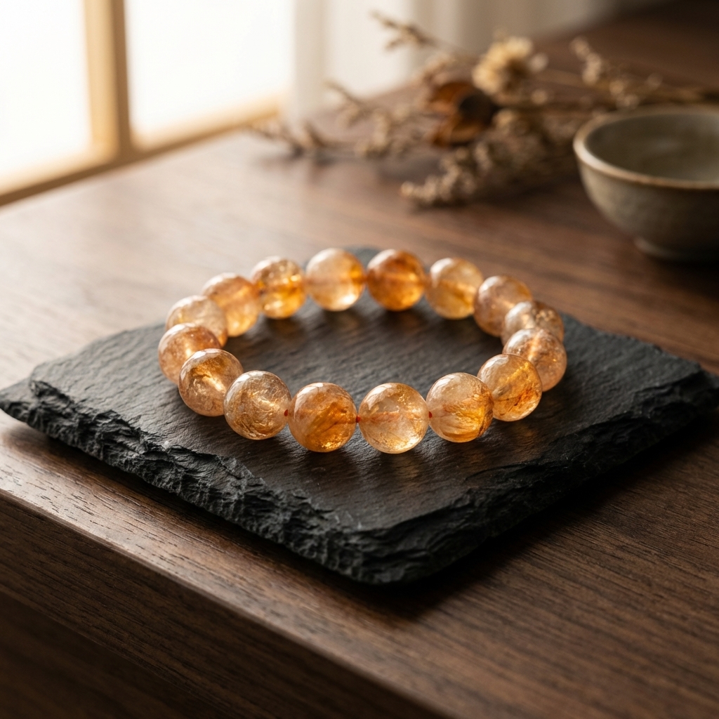 Golden Rutilated Quartz Bracelet · 13mm