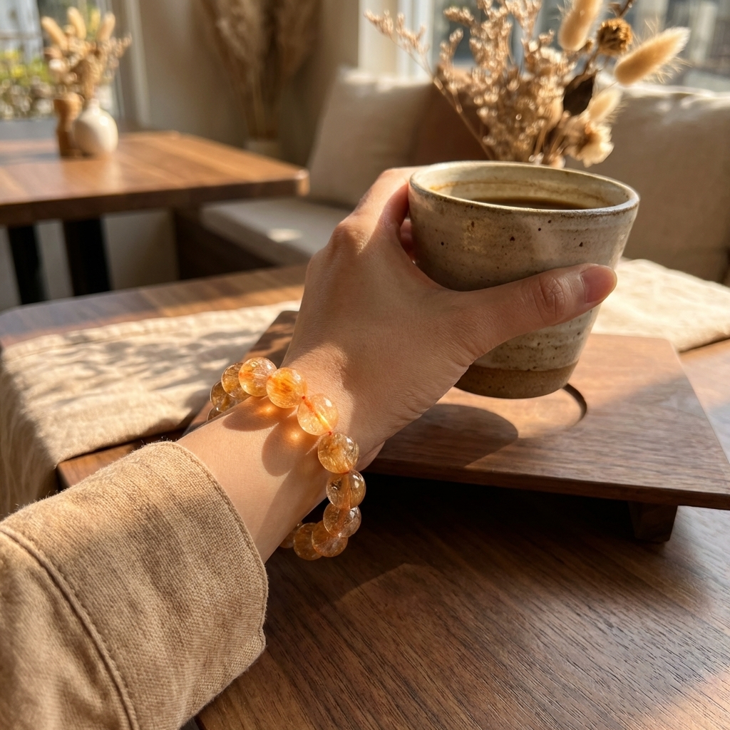 Golden Rutilated Quartz Bracelet · 13mm