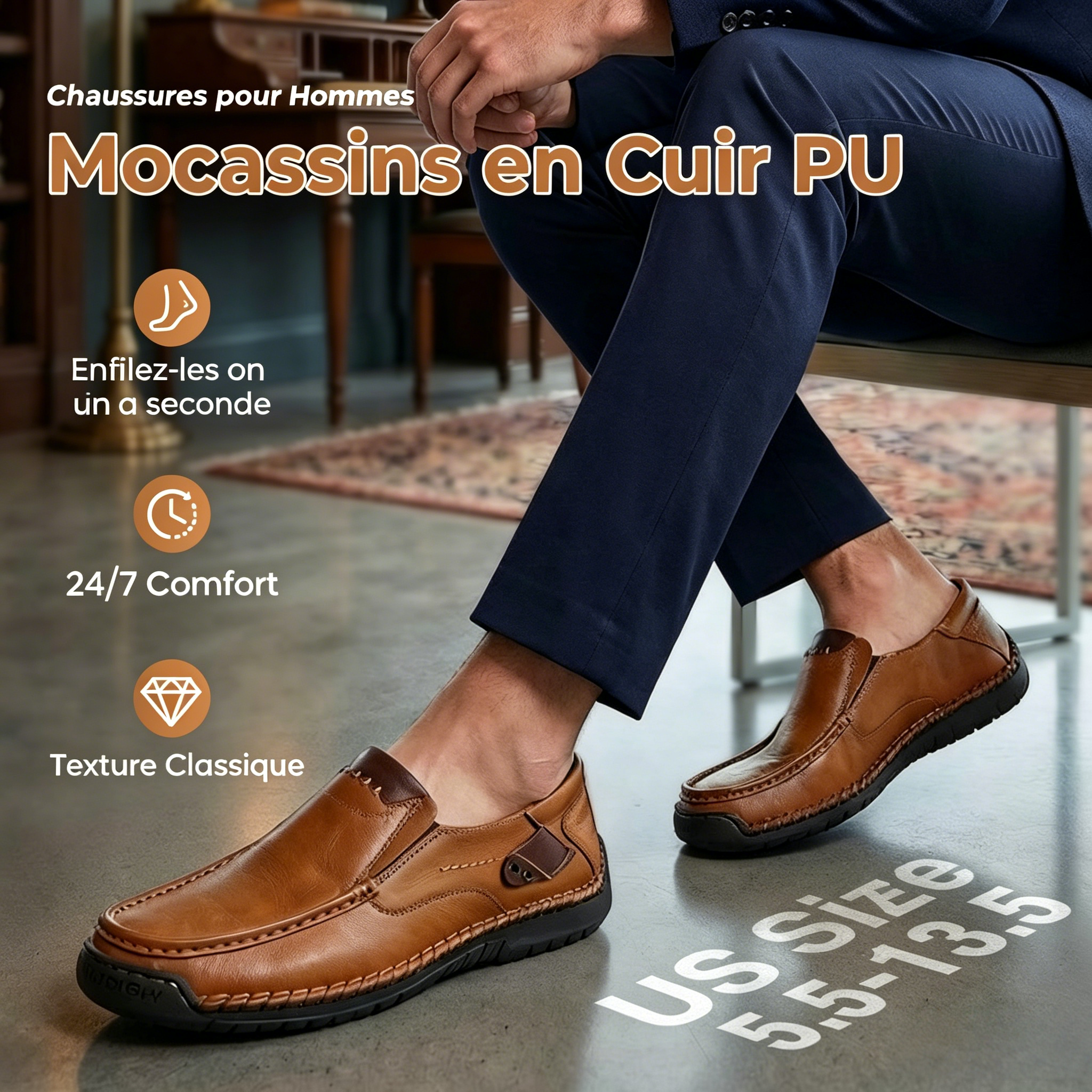 🔥 50% OFF ⏰ Classic Men’s Leather Shoes – Breathable Calfskin, Slip-On Comfort & Timeless Style! 👞✨