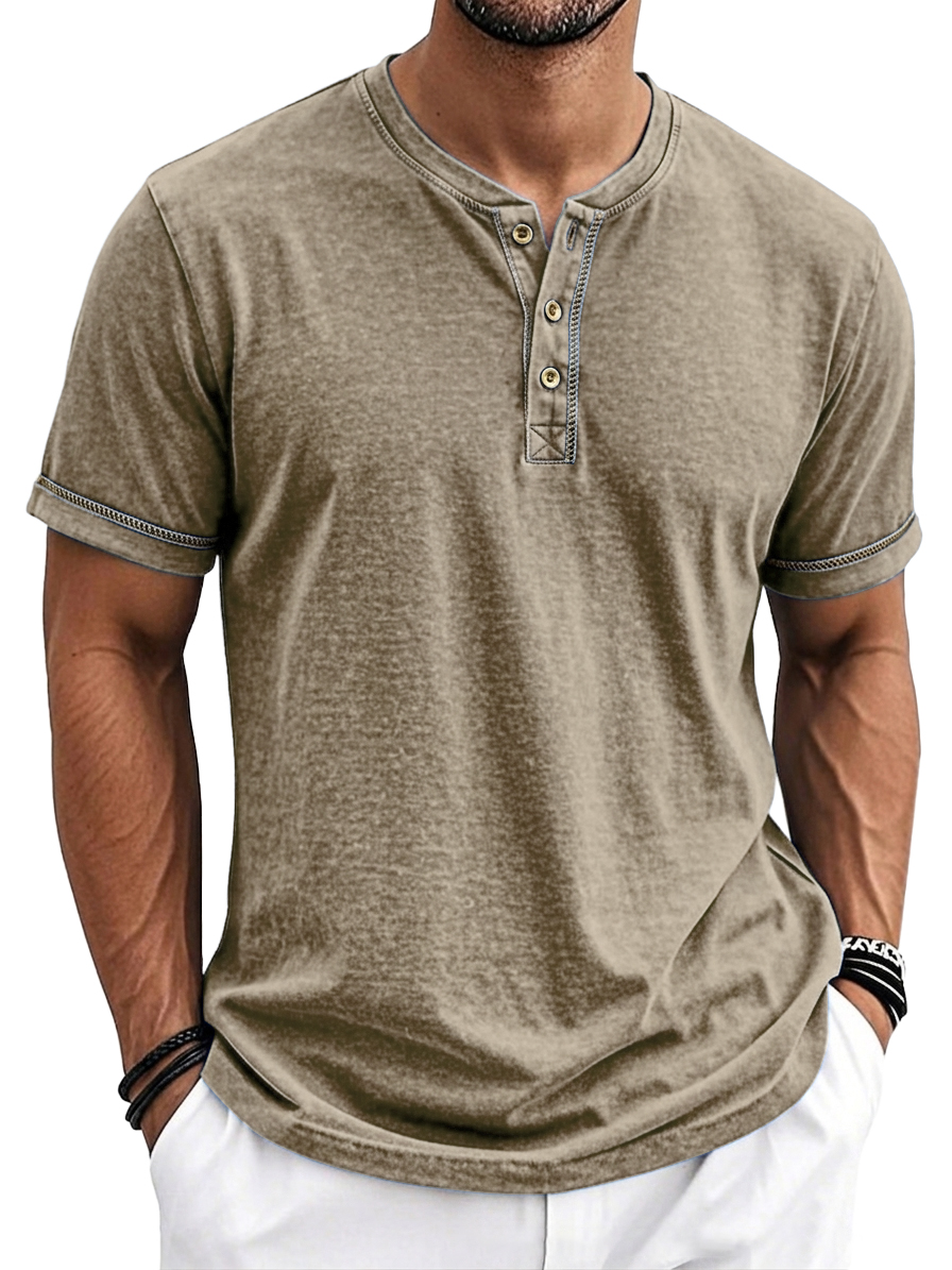 Men's Comfortable Casual Short Sleeve Henley Top