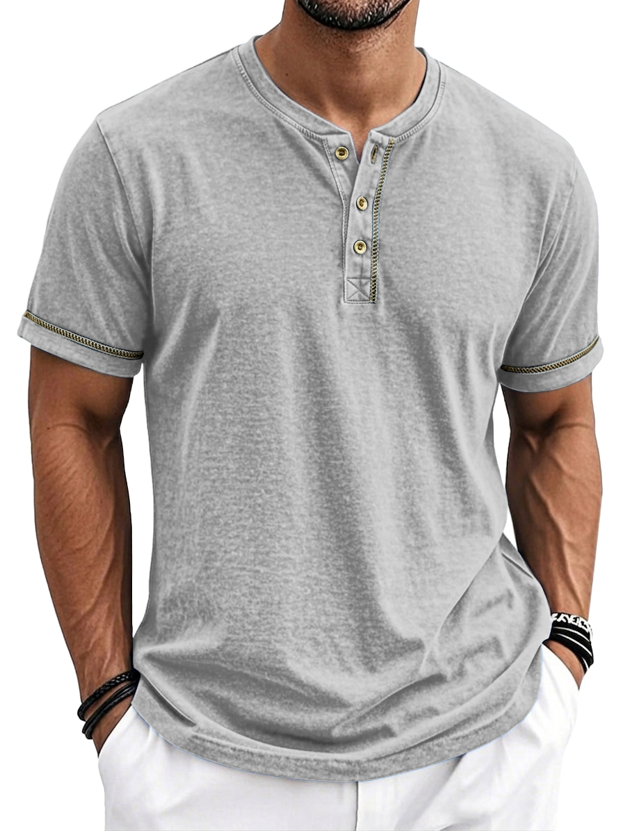 Men's Comfortable Casual Short Sleeve Henley Top
