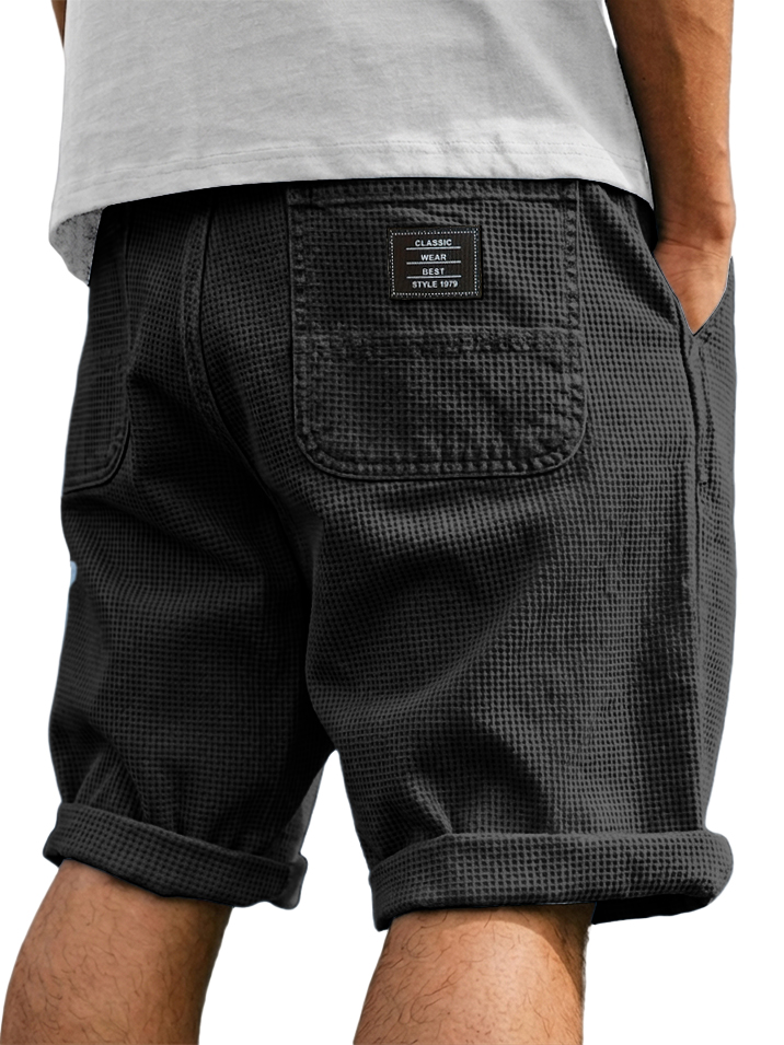 Men's Stylish Waffle-Knit Shorts with Four Pockets