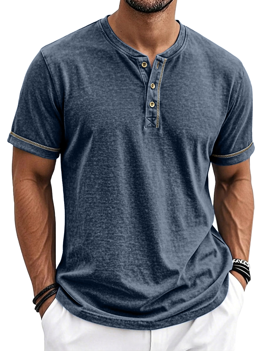 Men's Comfortable Casual Short Sleeve Henley Top