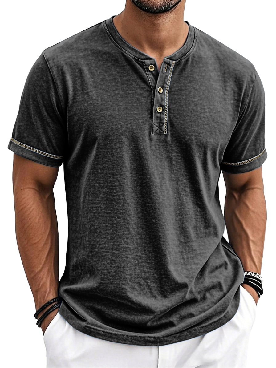 Men's Comfortable Casual Short Sleeve Henley Top