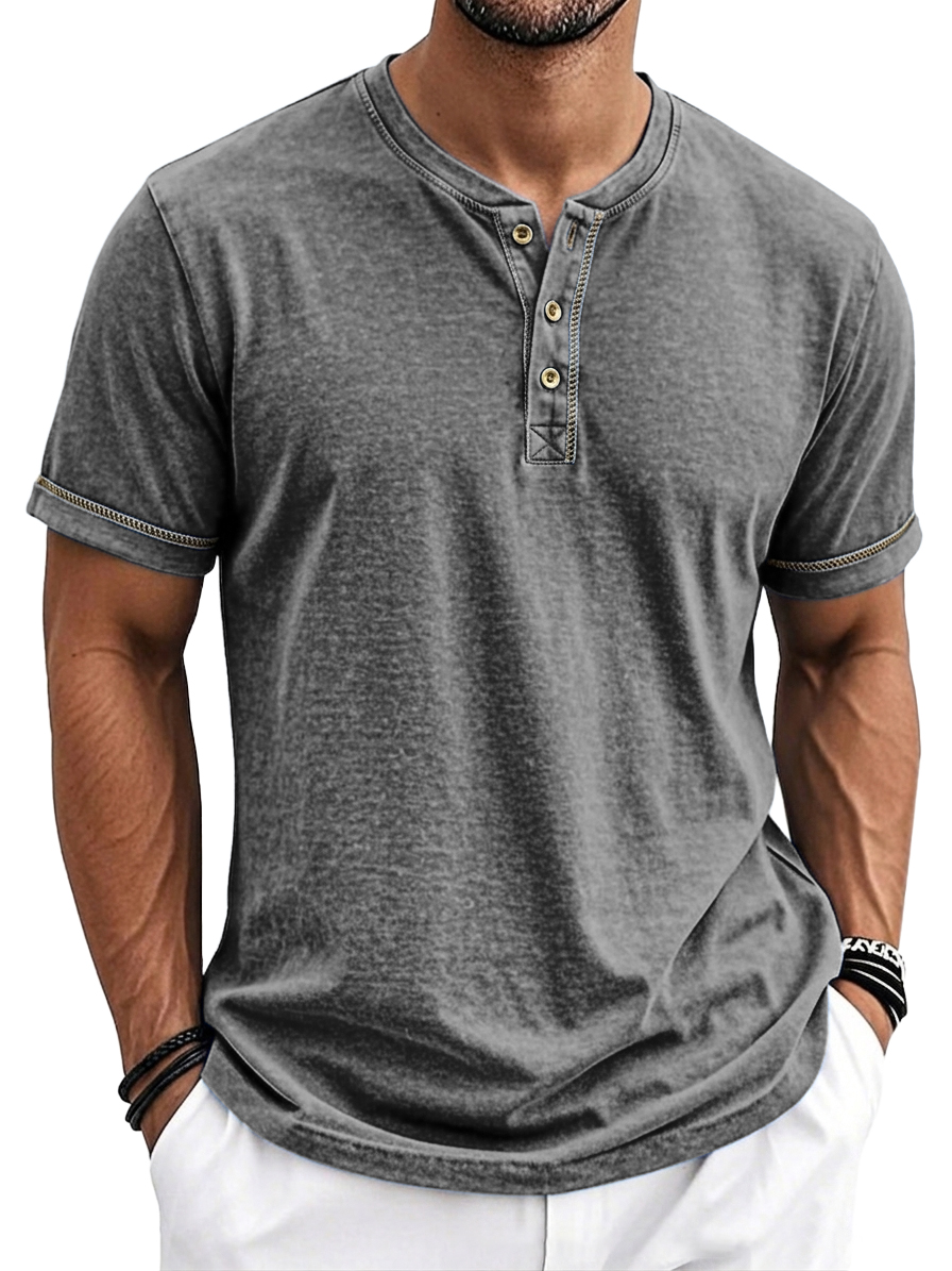 Men's Comfortable Casual Short Sleeve Henley Top