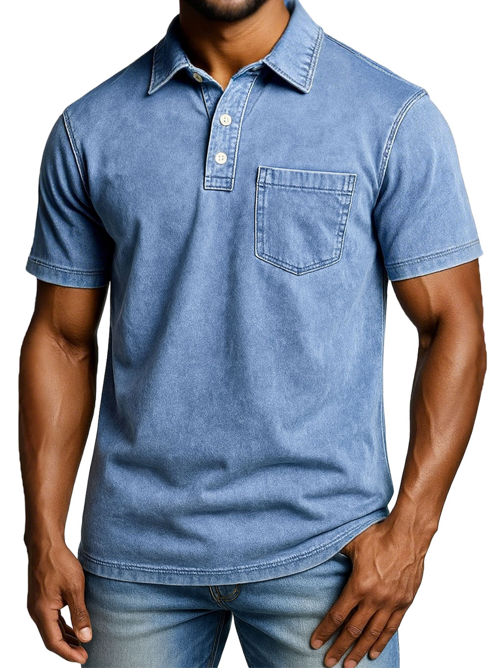 Men's Fashion Outdoor Retro Distressed Short-sleeved Pocket Polo Shirt