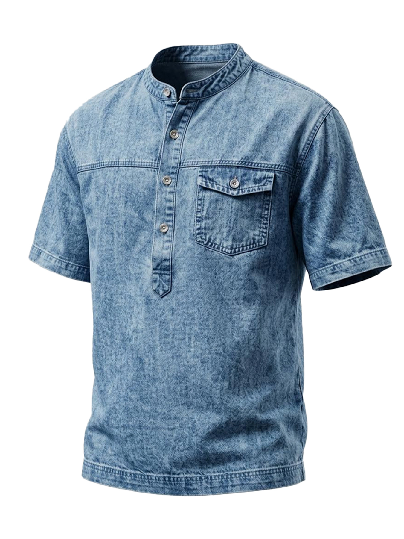 Men's Retro Pocket Casual Workwear Henley Shirt