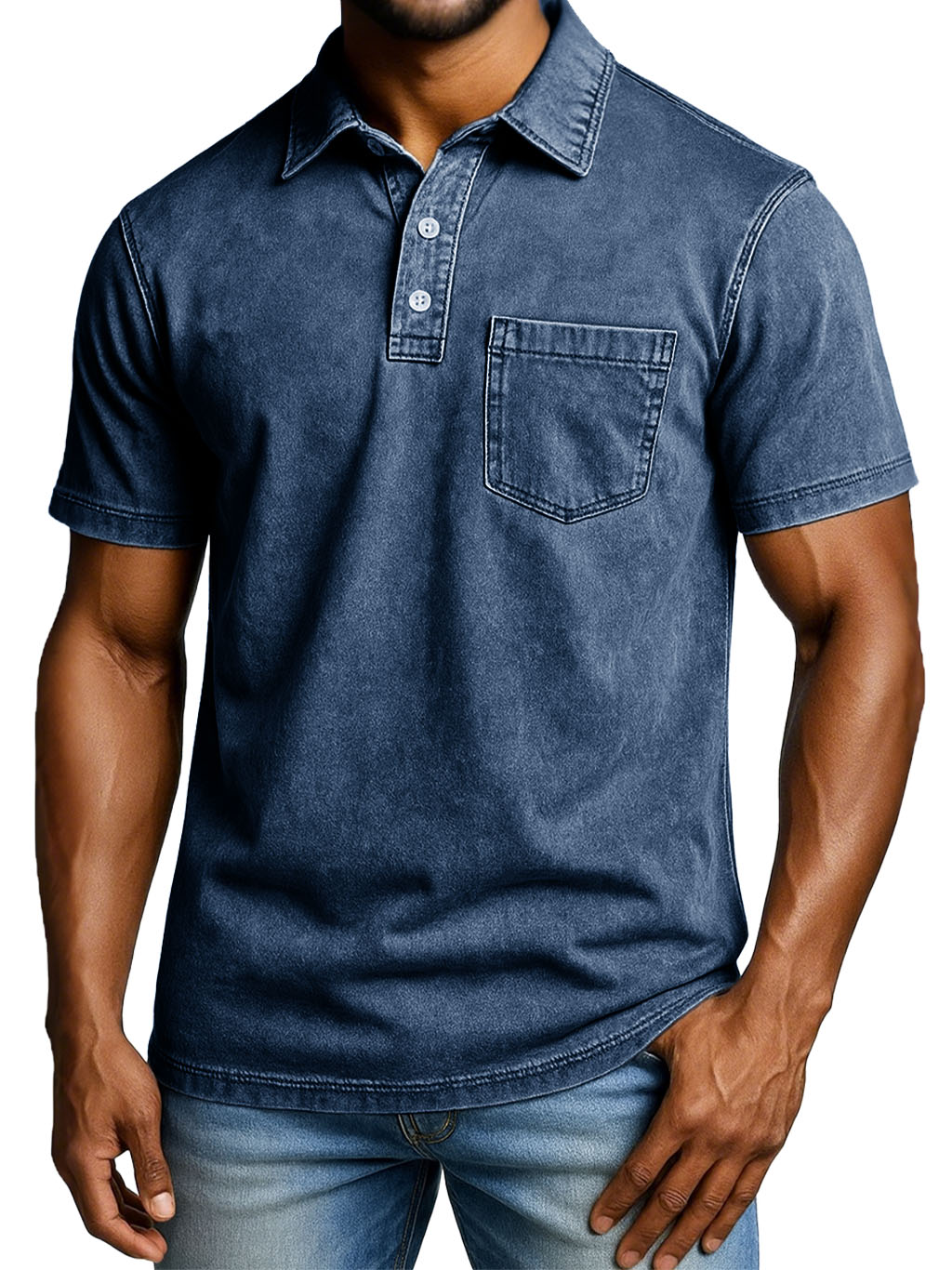 Men's Fashion Outdoor Retro Distressed Short-sleeved Pocket Polo Shirt