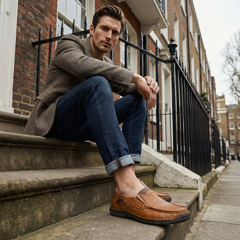 🔥 50% OFF ⏰ Classic Men’s Leather Shoes – Breathable Calfskin, Slip-On Comfort & Timeless Style! 👞✨
