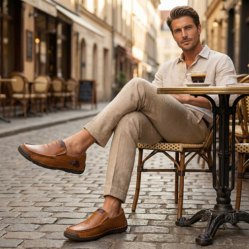 🔥 50% OFF ⏰ Classic Men’s Leather Shoes – Breathable Calfskin, Slip-On Comfort & Timeless Style! 👞✨