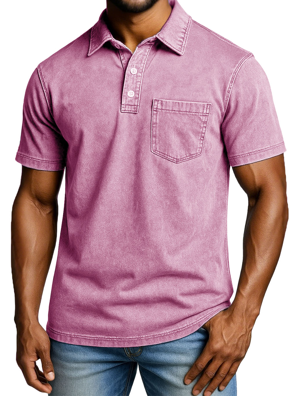 Men's Fashion Outdoor Retro Distressed Short-sleeved Pocket Polo Shirt