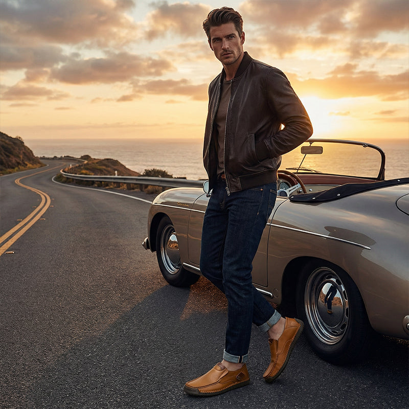 🔥 50% OFF ⏰ Classic Men’s Leather Shoes – Breathable Calfskin, Slip-On Comfort & Timeless Style! 👞✨