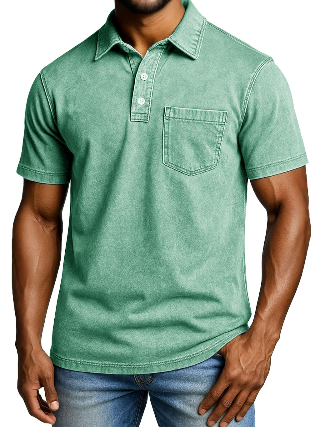 Men's Fashion Outdoor Retro Distressed Short-sleeved Pocket Polo Shirt