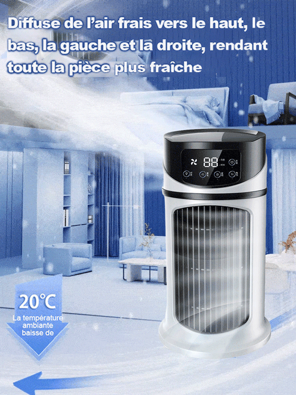 [Refroidit une pièce entière en 90 secondes] Mini-ventilateur-climatiseur silencieux, adapté à la maison et au bureau.
