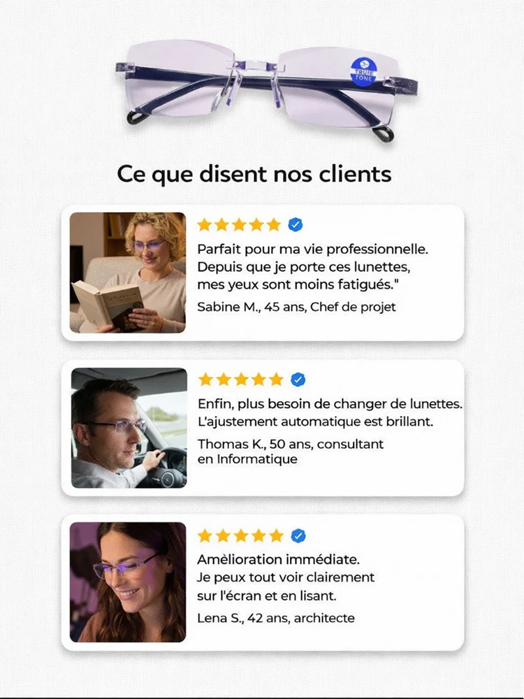 【Pas d'examen de vue requis】Lunettes Intelligentes Autofocus Hôpital 🏥 | Mise au point 0.01s⚡ | S'adapte Automatiquement à Votre Vue | dioptrie ajustable de -10D à +10D🧬 | verres polarisés photochromiques👓