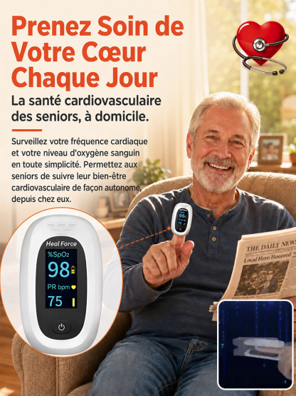 Moniteur de fréquence cardiaque, de pulsation et d'oxygène sanguin pour usage domestique