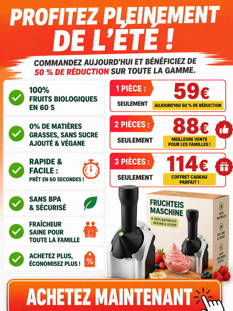🍦 Sorbetière aux fruits sains | Dessert 100 % naturel | Sans sucre ajouté | Sans BPA | Sécurité enfants 🍓