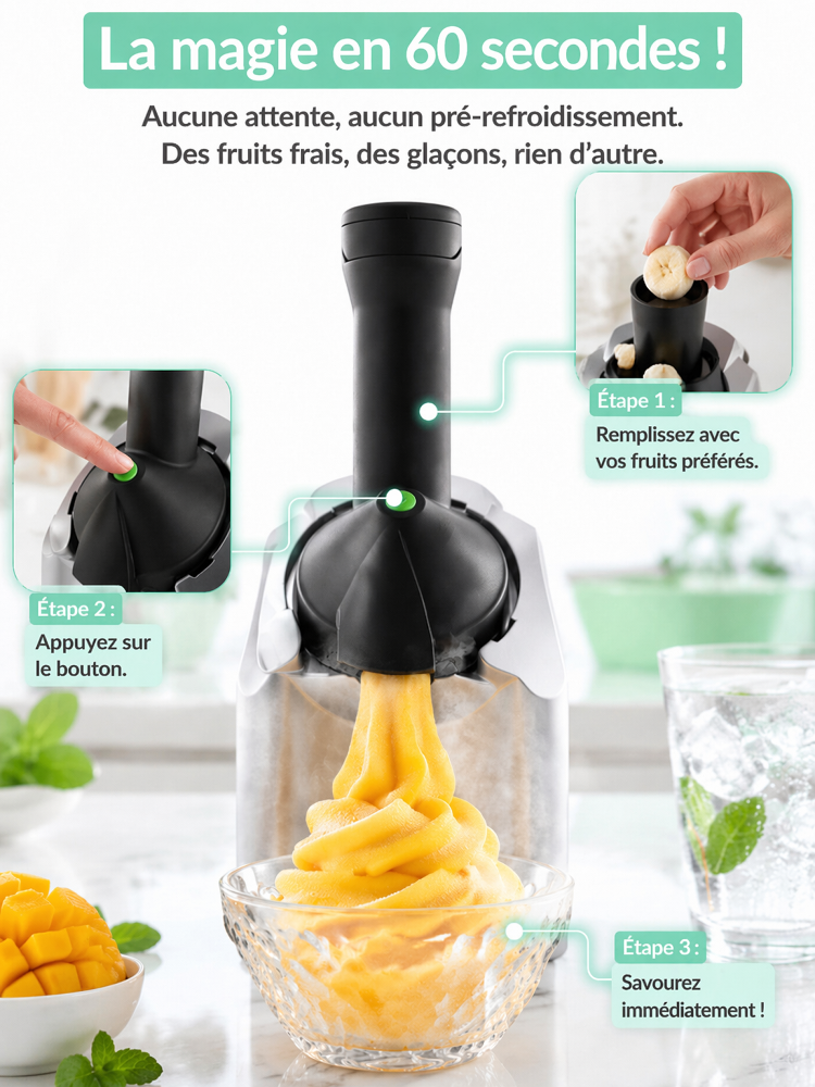 🍦 Sorbetière aux fruits sains | Dessert 100 % naturel | Sans sucre ajouté | Sans BPA | Sécurité enfants 🍓