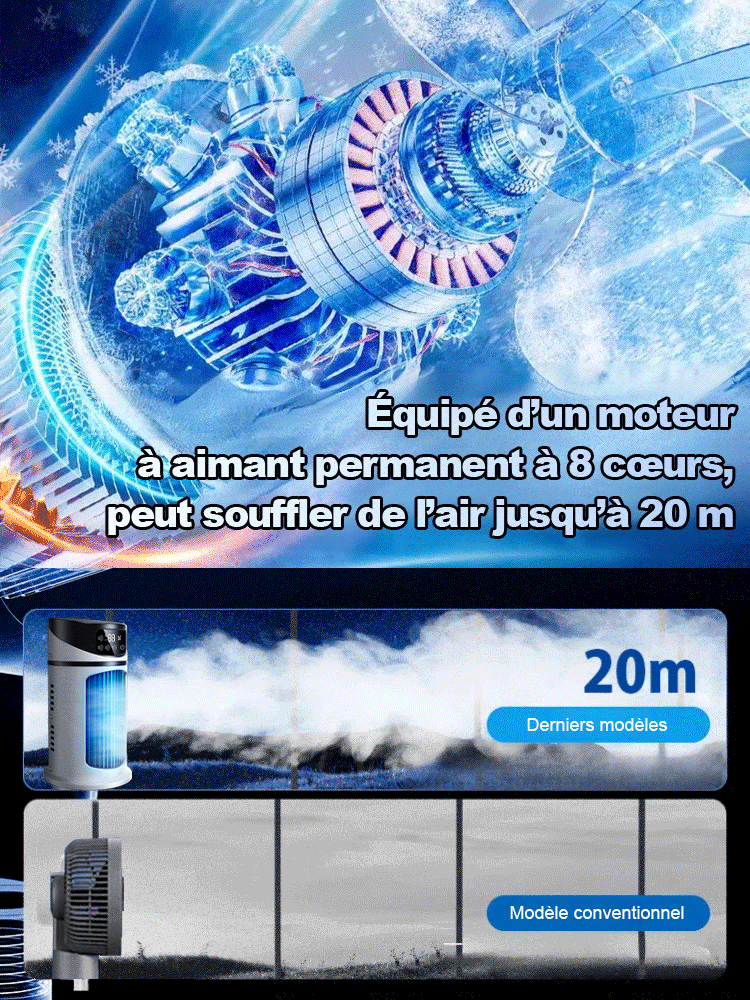 [Refroidit une pièce entière en 90 secondes] Mini-ventilateur-climatiseur silencieux, adapté à la maison et au bureau.