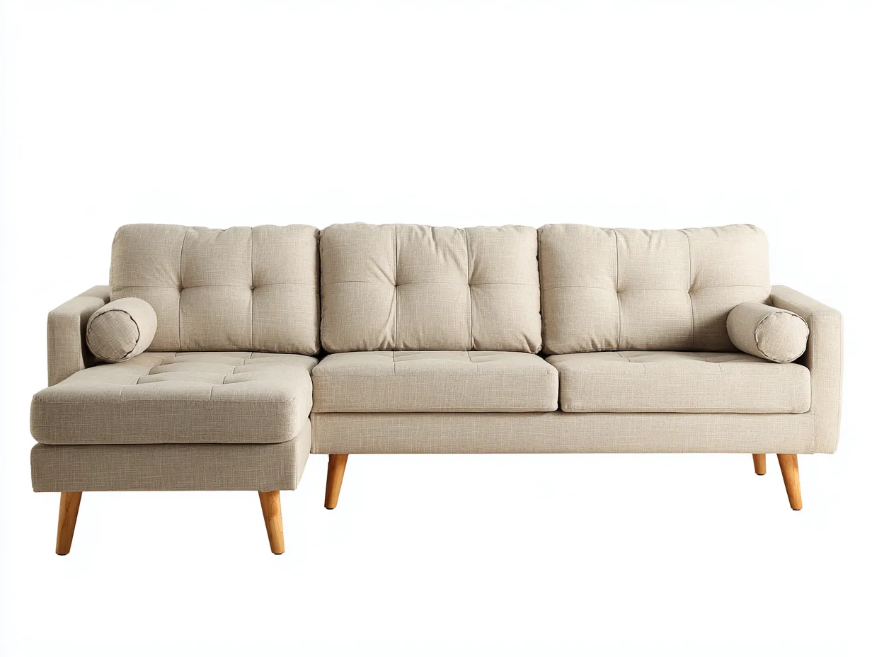 Sofá rinconero tapizado en tela con chaise longue 265x160x85 cm - beige - estilo moderno y confort para salón-Nookmyhaus