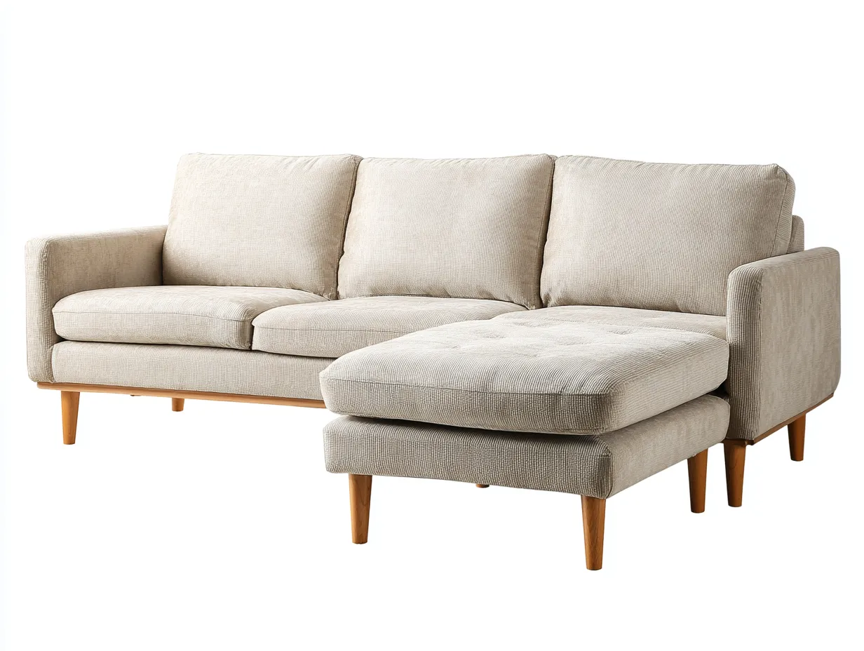 Sofá rinconero tapizado en tejido con chaise longue 245x155x85 cm - beige claro - diseño moderno para salón-Nookmyhaus