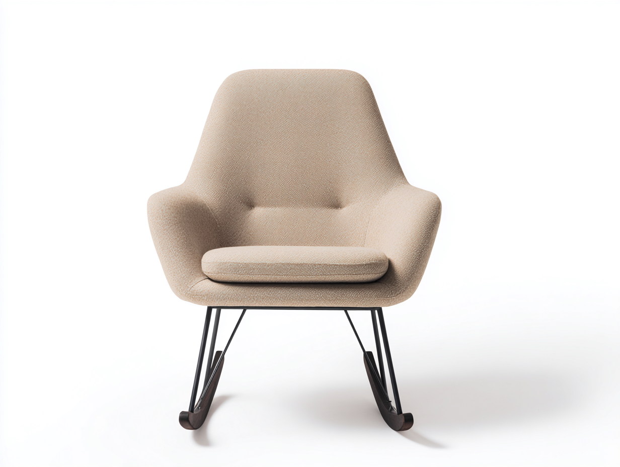 Sedia a dondolo in tessuto imbottita 72x85x92 cm - beige - design moderno adatto a soggiorno-Loftgethaus