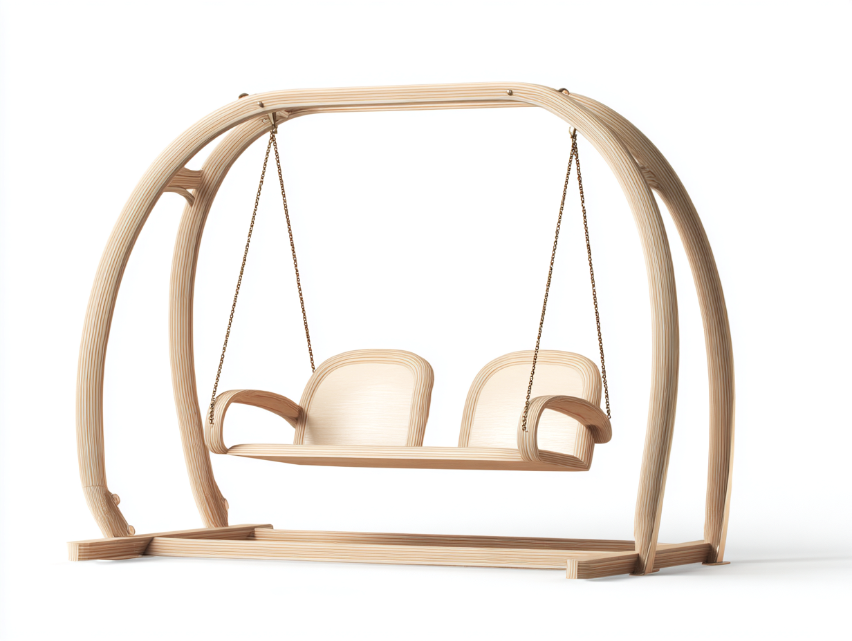 Dondolo da giardino in legno 220x120x190 cm - naturale - design moderno per esterno-Loftgethaus