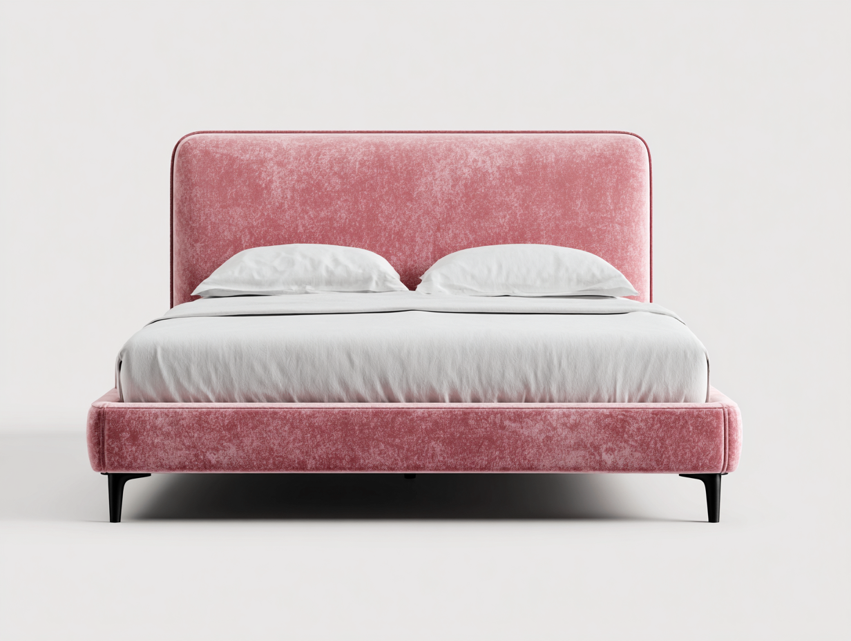 Letto matrimoniale imbottito in tessuto 200x160x95 cm - Rosa - Design contemporaneo per camera da letto-Loftgethaus