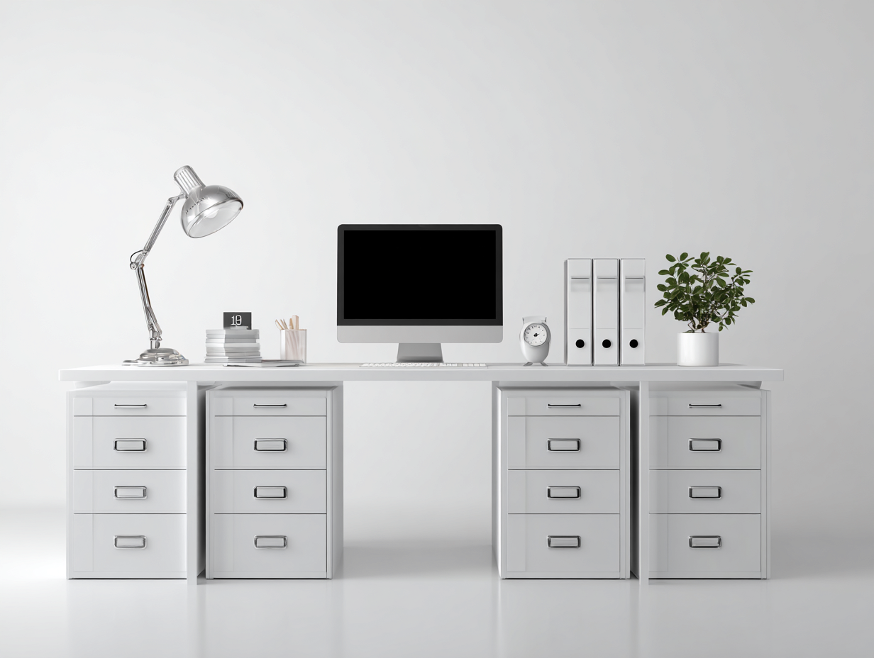 Scrivania in legno 200x60x75 cm - bianco - design moderno per ufficio-Loftgethaus