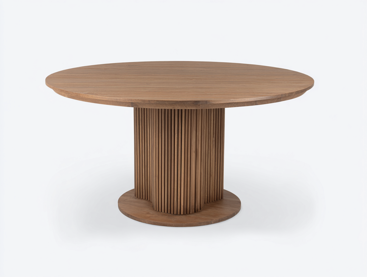 Tavolo da giardino in legno 140x140x75cm - marrone chiaro - design naturale per esterni-Loftgethaus