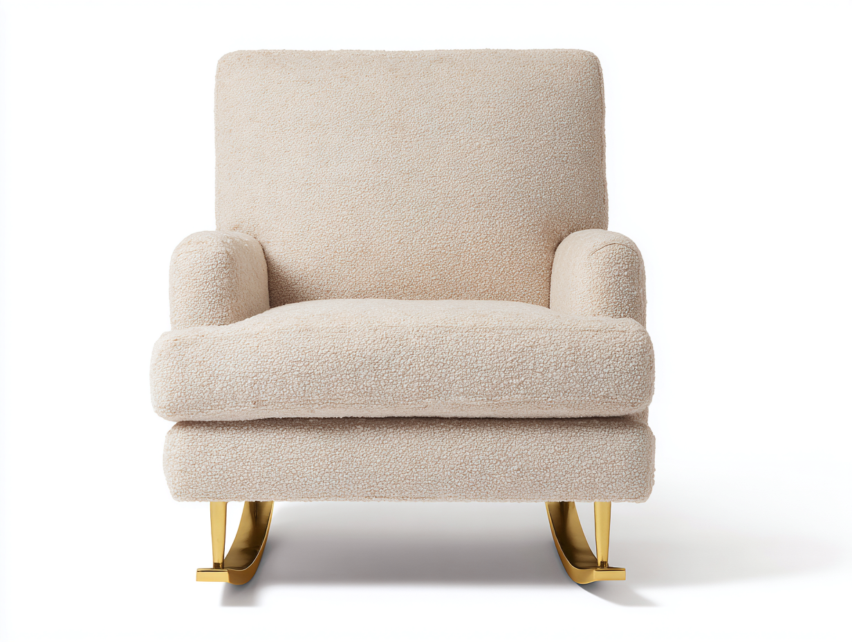 Sedia a dondolo in tessuto 78x88x95 cm - beige - design moderno per soggiorno o area relax-Loftgethaus