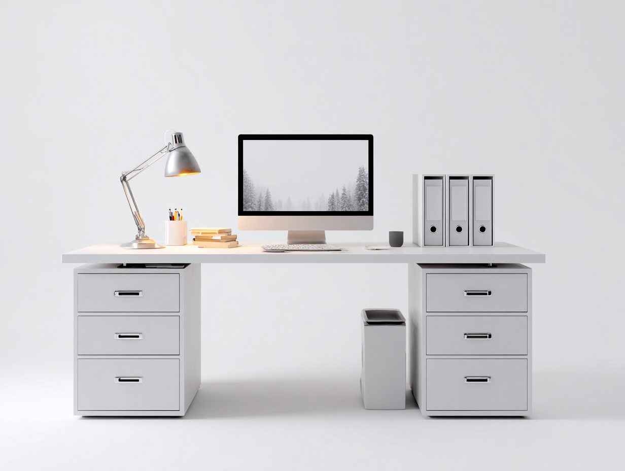 Scrivania da ufficio 180x70x75 cm - bianco-grigio - per ufficio e studio - design moderno-Loftgethaus