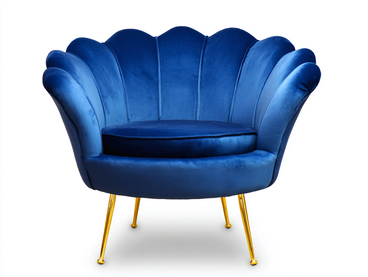 Poltrona lounge in velluto imbottito 78x75x80cm - Blu - Stile moderno decorativo-Loftgethaus