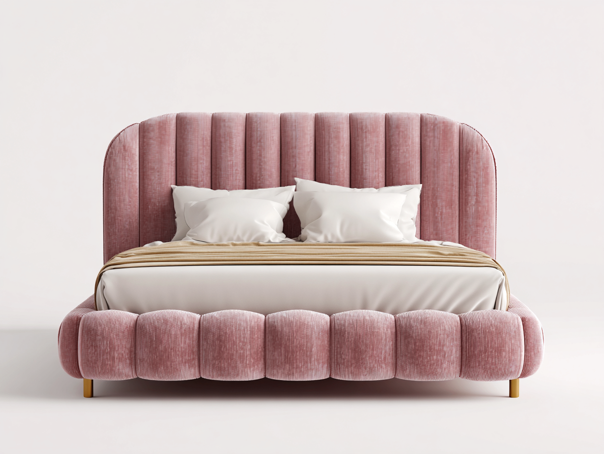 Letto matrimoniale imbottito in tessuto 200x160x120 cm - Rosa - design moderno per camera da letto-Loftgethaus
