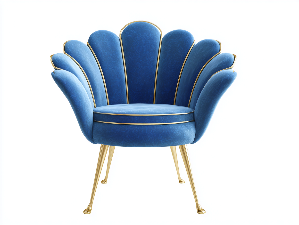 Poltrona lounge imbottita 76x78x82 cm - blu-oro - design decorativo-Loftgethaus