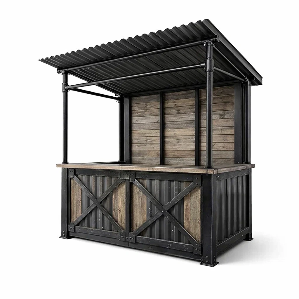 Padiglione bar con struttura in legno e metallo-cozyvibezzz