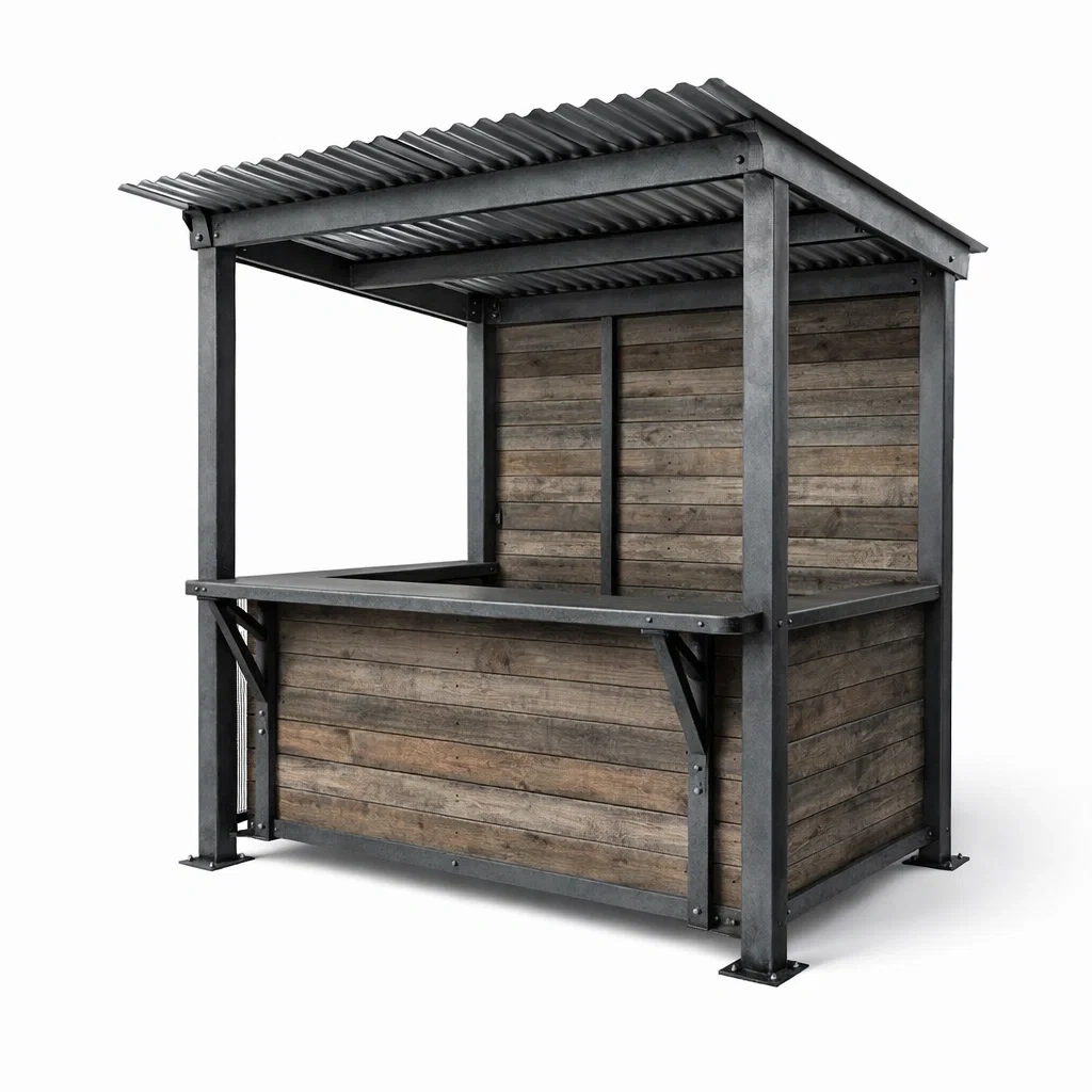 Padiglione bar in metallo e legno di abete-cozyvibezzz