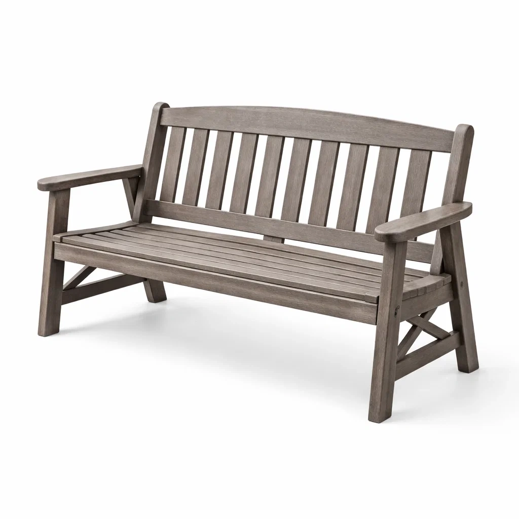 Panchina in legno di acacia grigio-cozyvibezzz