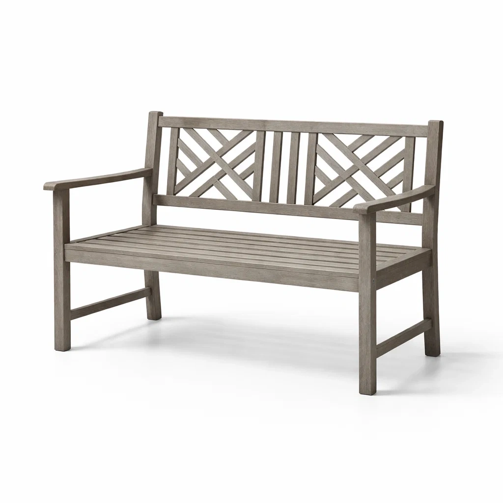 Panchina in legno massello grigio 120x60x90 cm-cozyvibezzz