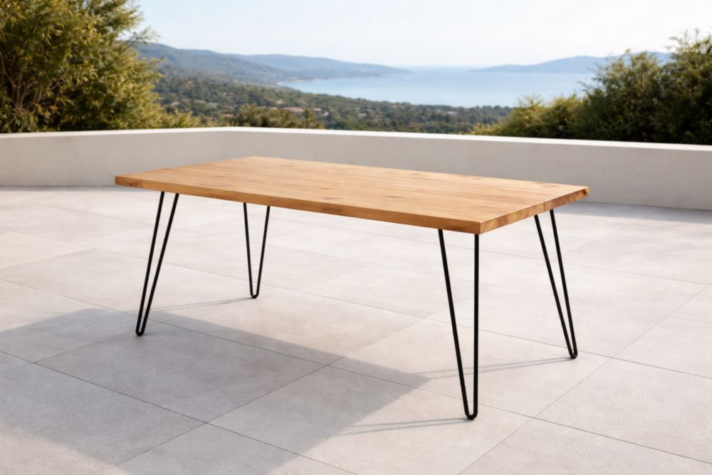 Tavolo rettangolare legno metallo verniciato nero