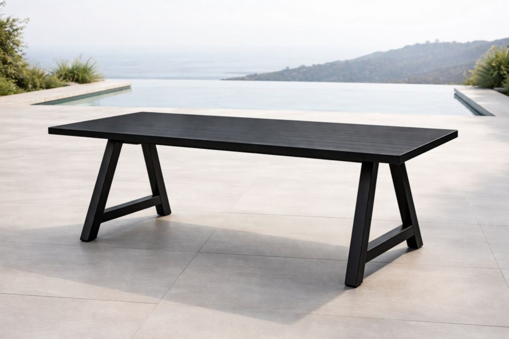 Tavolo rettangolare da esterno in alluminio nero