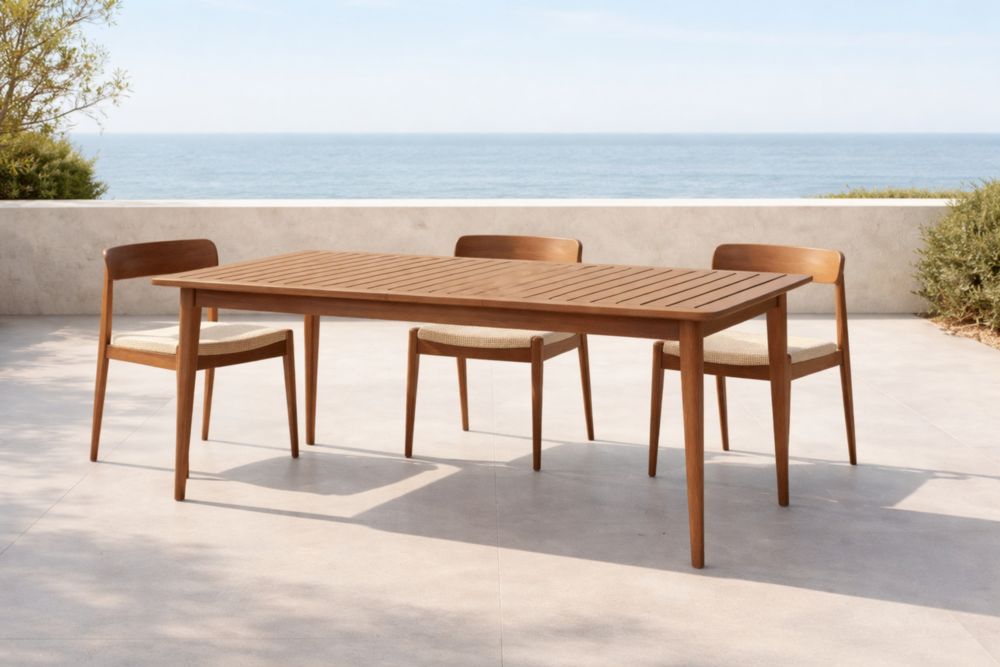 Set Tavolo e Sedie da Esterno in Legno Teak