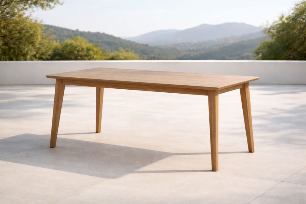 Tavolo rettangolare in legno di teak Marrone 180x90x75 cm