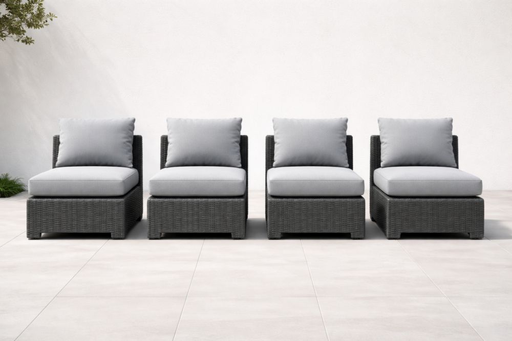 Set di Poltrone da Esterno in Rattan Grigio scuro e Grigio chiaro