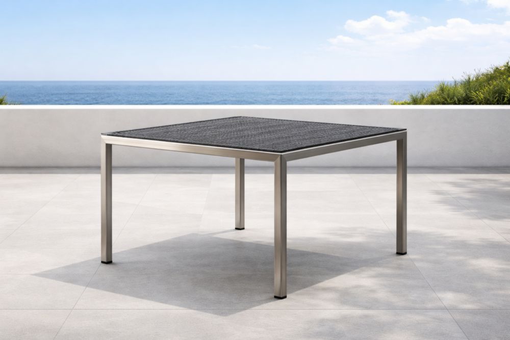 Tavolo da esterno in acciaio inossidabile nero 90x90×75 cm