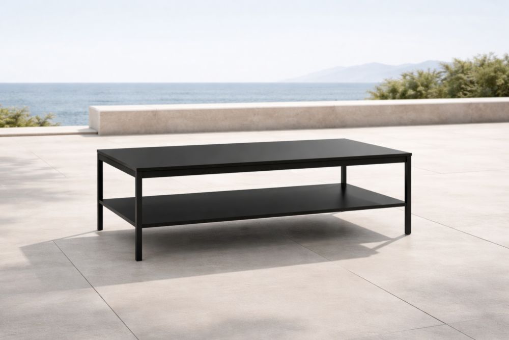 Tavolino da Caffè Rettangolare Nero in Acciaio