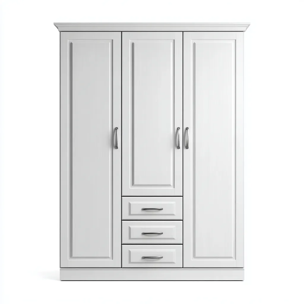 Kleiderschränke mit drei Türen - Holzwerkstoff - 140x58x200 cm - Weiß - Klassischer Wohnstil-Nestgetbase