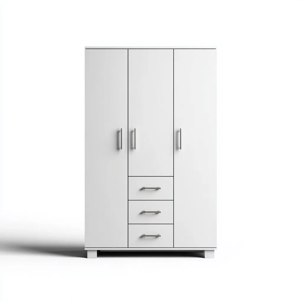 Kleiderschränke mit drei Türen - Holzwerkstoff - 128x54x188 cm - Weiß - Moderner Wohnstil-Nestgetbase