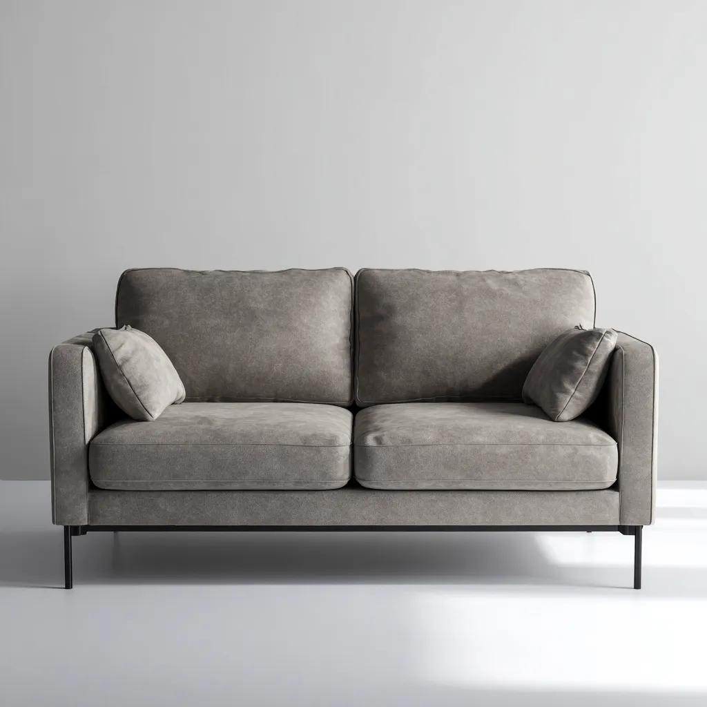 Zweisitzer Sofa-Stoff-Metall-186x92x79 cm-Grau-Modern Minimalistisch-Nestgetbase